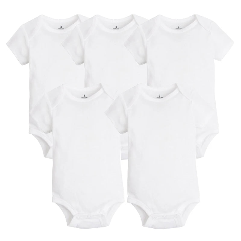 5/10 PCS/LOT Newborn Baby Clothing 2023 summer Baby Boy Girl Clothes 100% Cotton White Kids Infant Bebe Bodysuits & Jumpsuits