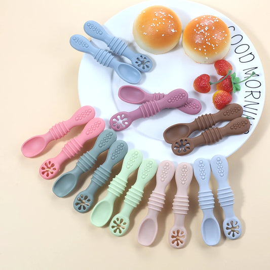 2PCS Cute Baby Learning Spoons Utensils